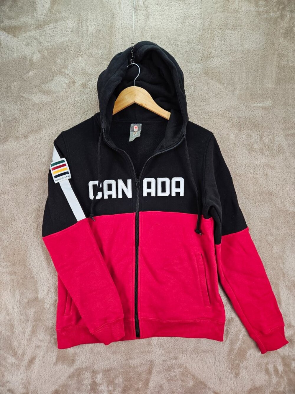 Hudson's Bay Canada Olympic Team Zip-up Hoodie Sweatshirt Spellout Logo Size S